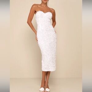 Lulu's White Strapless Textured Dress